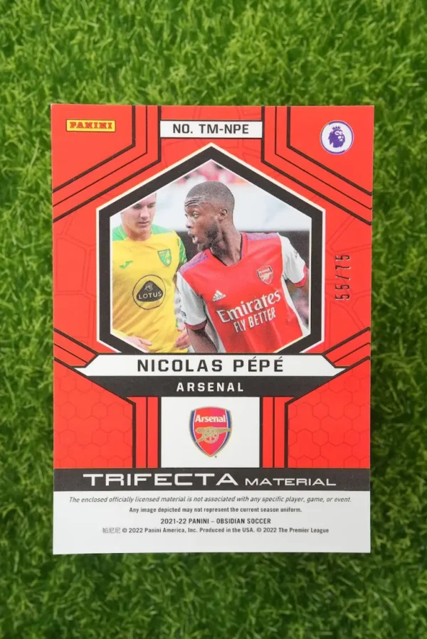 2021-22 Panini Obsidian Nicolas Pépé Trifecta Material Patch 55/75 - Image 2