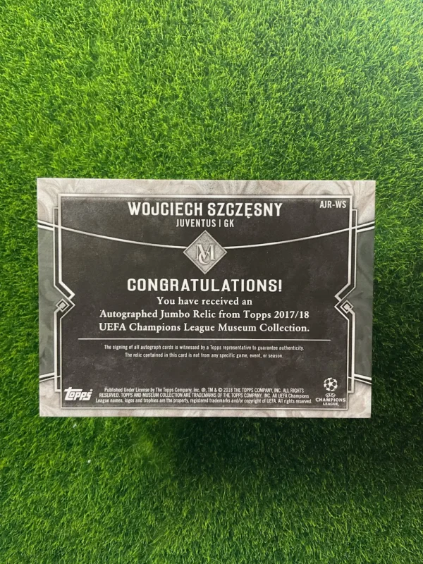2017-18 Topps Museum Collection Wojciech Szczęsny Momentous Material Jumbo Patch Auto 08/50 - Image 2