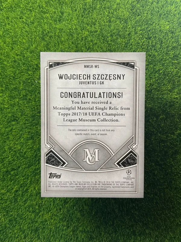 2017-18 Topps Museum Collection Wojciech Szczęsny Meaningful Material Relic 66/75 - Image 2