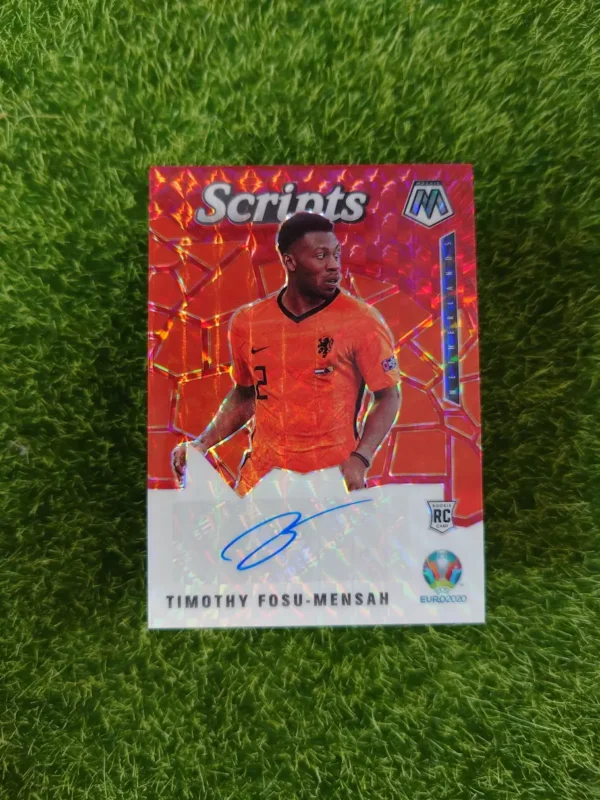 2021 Panini Mosaic Euro Timothy Fosu-Mensah Scripts Red Mosaic Prizm Auto RC