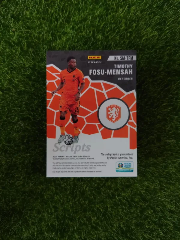 2021 Panini Mosaic Euro Timothy Fosu-Mensah Scripts Red Mosaic Prizm Auto RC - Image 2