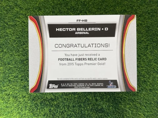 2015 Topps Premier Gold Hector Bellerin Football Fibers Relic - Image 2