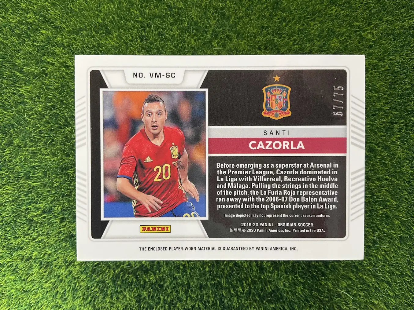 2019-20 Panini Obsidian Santi Cazorla Volcanic Material Patch 61/75 - Image 2