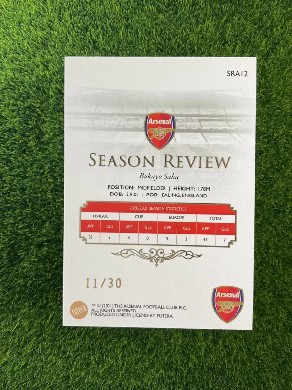 2021 Futera Arsenal Bukayo Saka Season Review 11/30 - Image 2