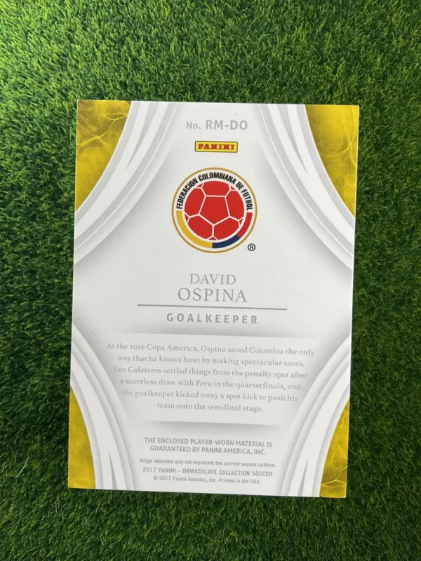2017 Panini Immaculate Collection David Ospina Remarkable Patch 20/35 - Image 2