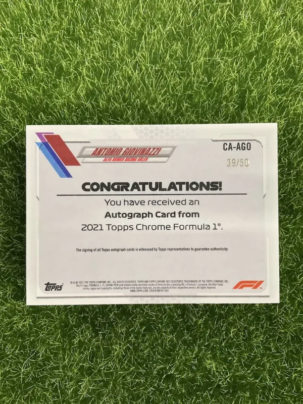 2021 Topps Chrome F1 Antonio Giovinazzi Gold Wave Refractor Auto 39/50 - Image 2