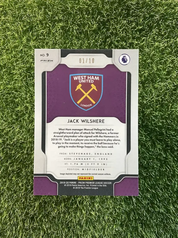 2019-20 Panini Prizm Premier League Soccer Jack Wilshere Gold Power Prizm 01/10 - Image 2