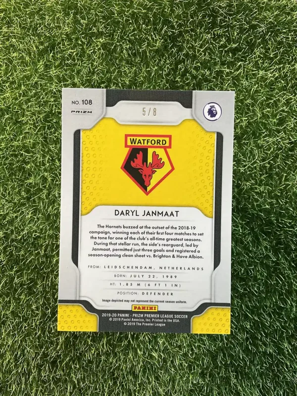 2019-20 Panini Prizm Premier League Soccer Daryl Janmaat Blue Shimmer Prizm 5/8 - Image 2