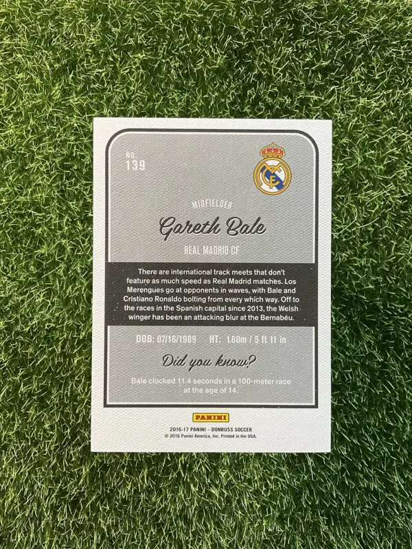 2016-17 Panini Donruss Soccer Gareth Bale Canvas Parallel 20/49 - Image 2