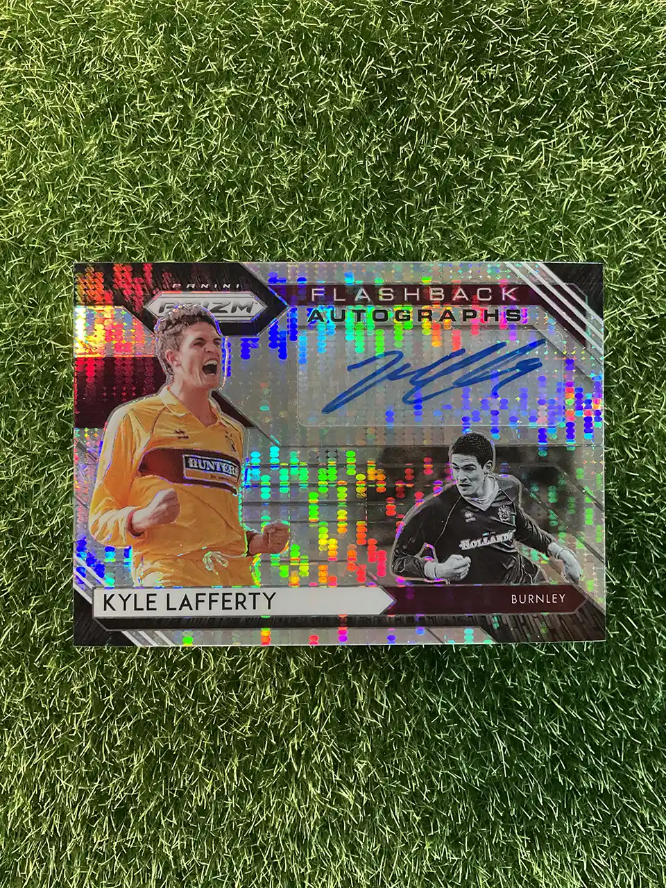 2020-21 Panini Prizm Premier League Soccer Kyle Lafferty Flashback Autographs Hyper Prizm Auto