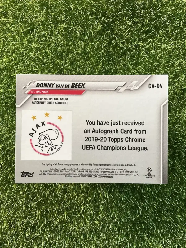 2019-20 Topps Chrome UEFA Champions League Donny van de Beek Base Autographs Auto - Image 2