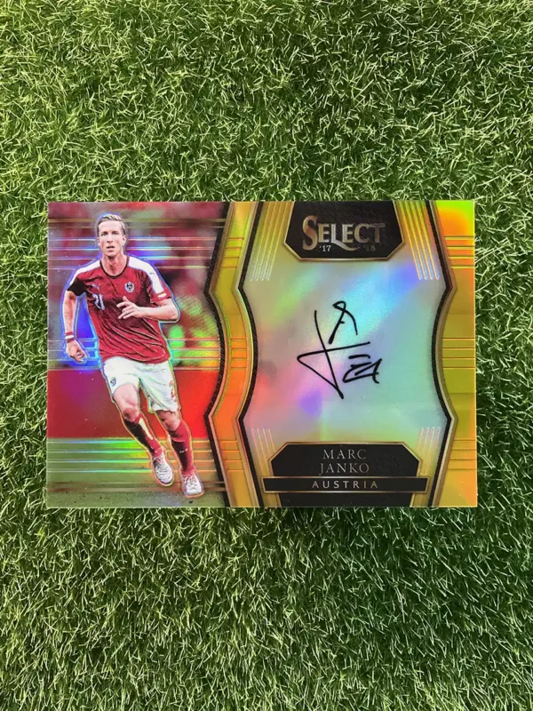 2017-18 Panini Select Soccer Marc Janko Select Signatures Gold Prizm Auto 09/10