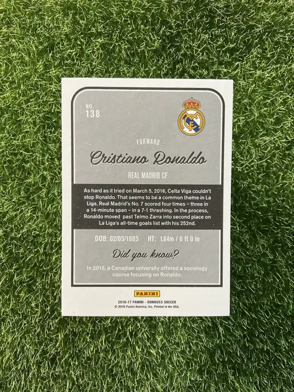 2016-17 Panini Donruss Soccer Cristiano Ronaldo Base Set #138 - Image 2