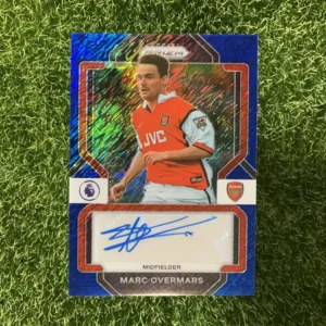 2022-23 Panini Prizm Premier League Soccer Marc Overmars Signatures Blue Mojo Prizm Auto