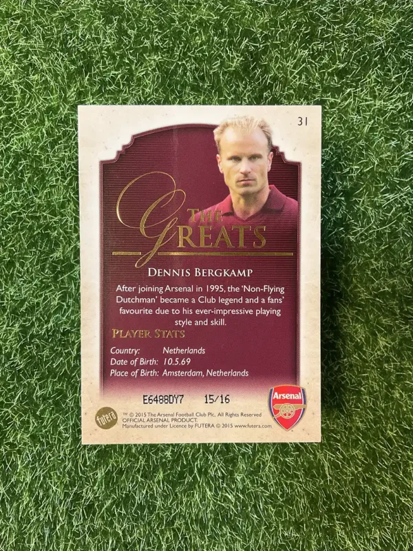 2013 Futera Arsenal Dennis Bergkamp The Greats 15/16 - Image 2