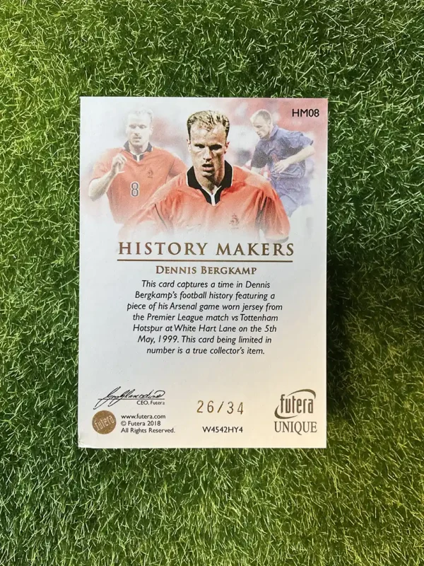 2018 Futera Unique Dennis Bergkamp History Makers Game-Worn Patch 26/34 - Image 2