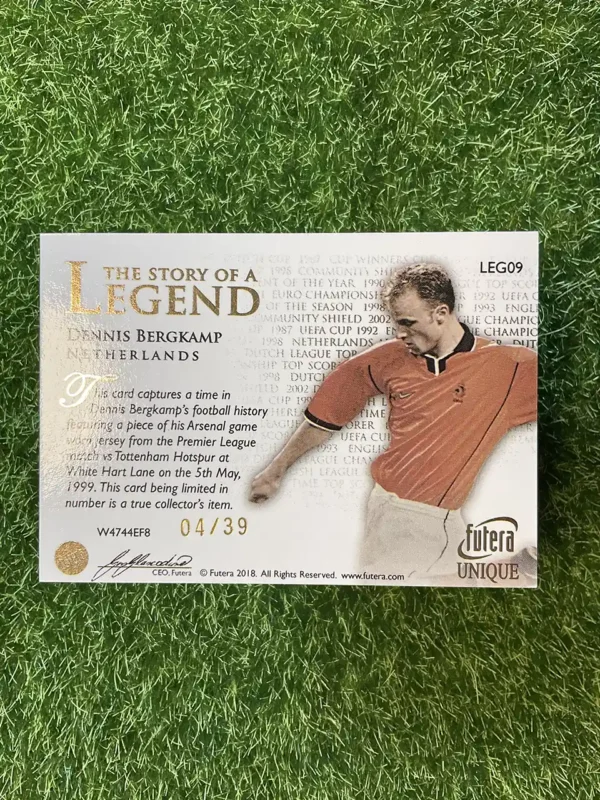 2018 Futera Unique Dennis Bergkamp The Story of a Legend Game-Worn Patch 04/39 - Image 2