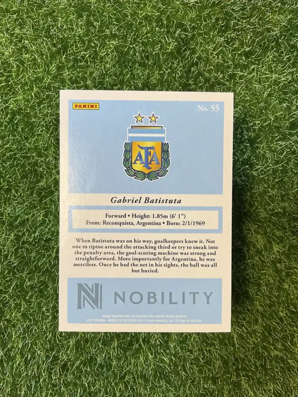 2017 Panini Nobility Soccer Gabriel Batistuta Blue Parallel 94/99 - Image 2