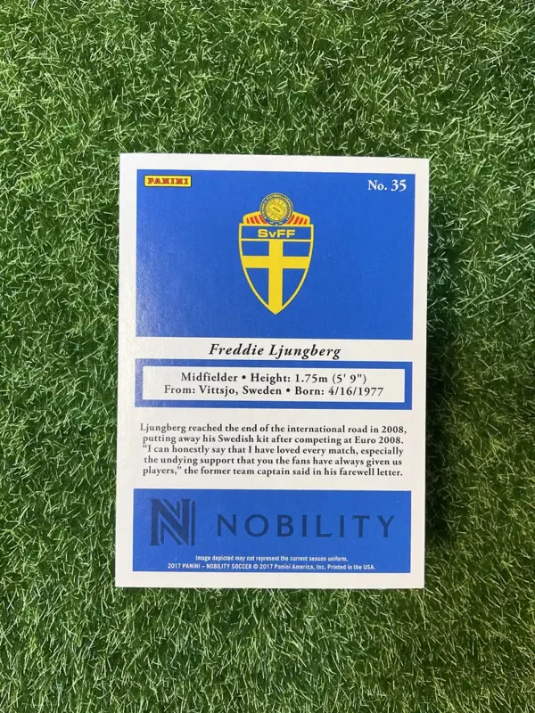 2017 Panini Nobility Soccer Freddie Ljungberg Blue Parallel 01/99 - Image 2