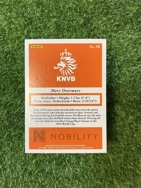 2017 Panini Nobility Soccer Marc Overmars Red Parallel 041/199 - Image 2