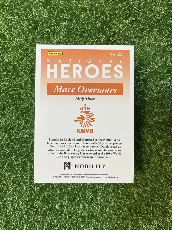 2017 Panini Nobility Soccer Marc Overmars National Heroes - Image 2