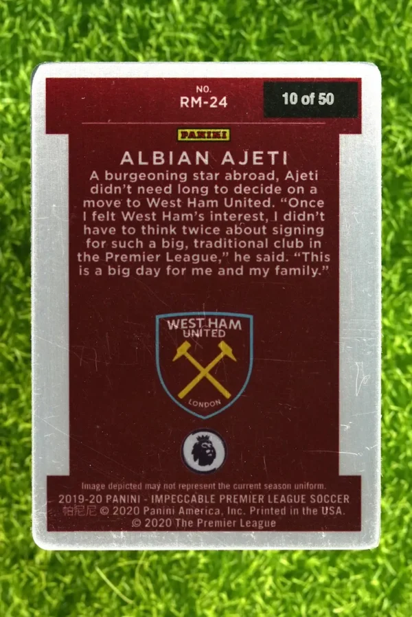 2019-20 Panini Impeccable Albian Ajeti Rookie Metal 10/50 - Image 2