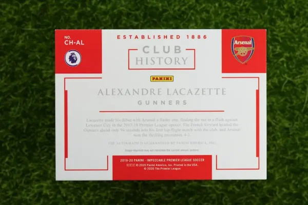 2019-20 Panini Impeccable Club History Alexandre Lacazette Patch Auto 26/86 - Image 2