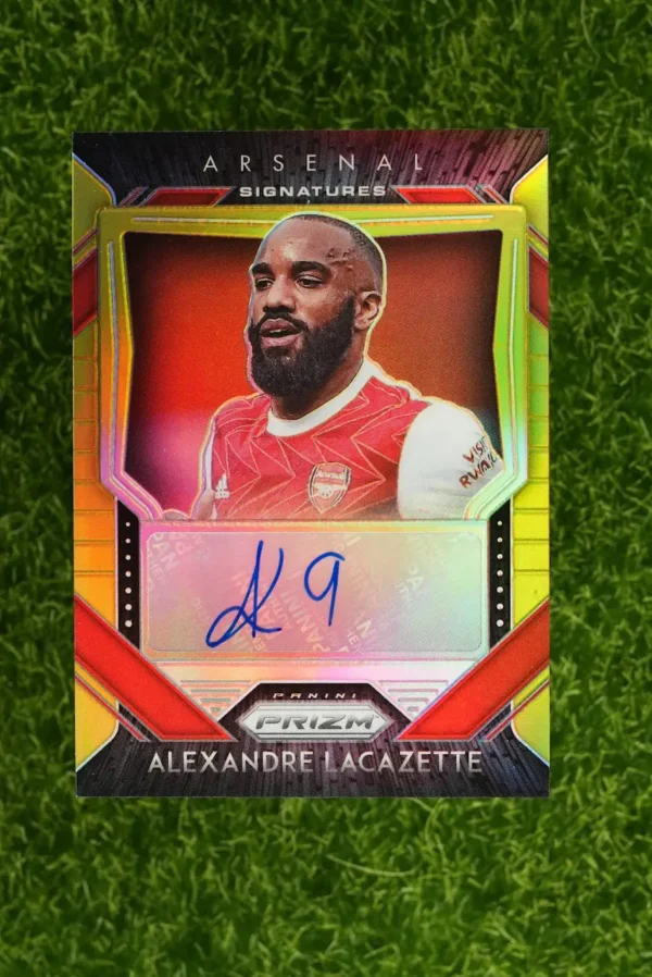 2020-21 Panini Prizm Premier League Alexandre Lacazette Signatures Gold Prizm Auto 03/10