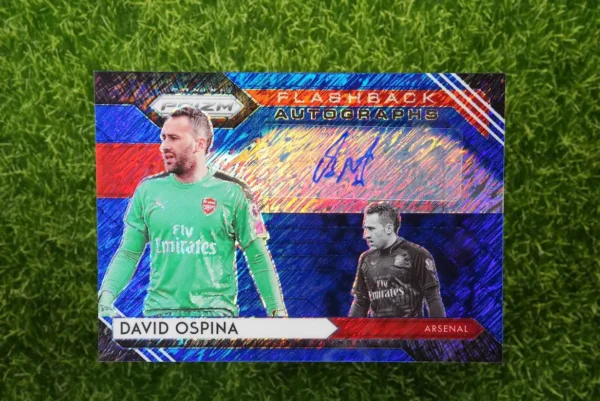 2020-21 Panini Prizm Premier League David Ospina Flashback Autographs Blue Prizm Auto