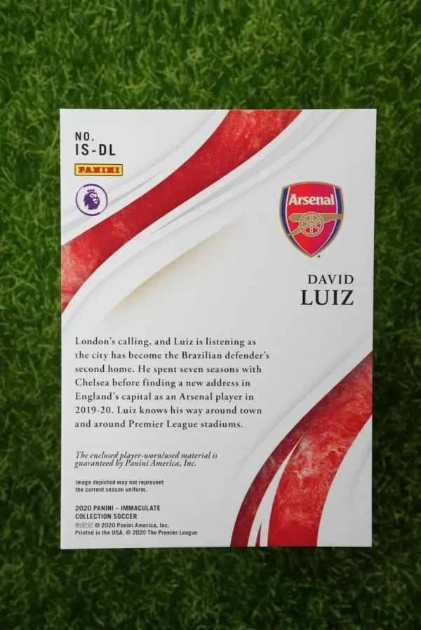 2020 Panini Immaculate Collection David Luiz Immaculate Standard Patch - Image 2