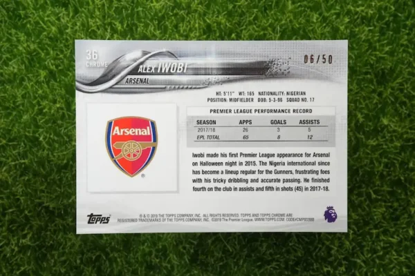 2019 Topps Chrome Alex Iwobi Gold Refractor 06/50 - Image 2