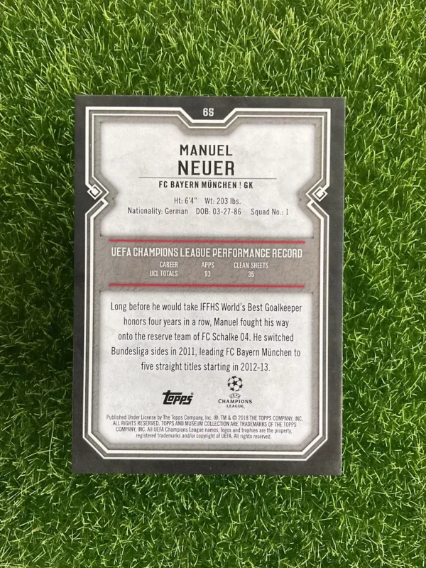 2016 Topps Museum Collection UEFA Champions League Manuel Neuer Black Parallel 04/25 - Image 2