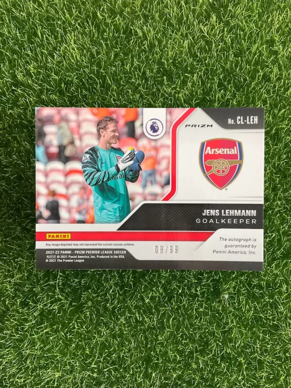 2021-22 Panini Prizm Premier League Jens Lehmann Club Legends Silver Prizm Auto 08/99 - Image 2