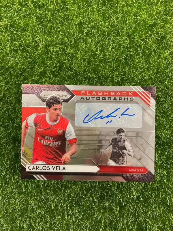 2020-21 Panini Prizm Premier League Carlos Vela Flashback Autographs Red Prizm Auto