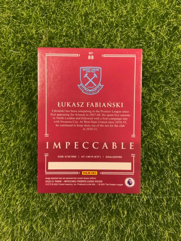 2020-21 Panini Impeccable Łukasz Fabiański Red Parallel 2/8 - Image 2