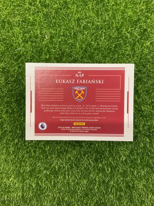 2019-20 Panini Impeccable Łukasz Fabiański Illustrious Ink Auto 28/99 - Image 2