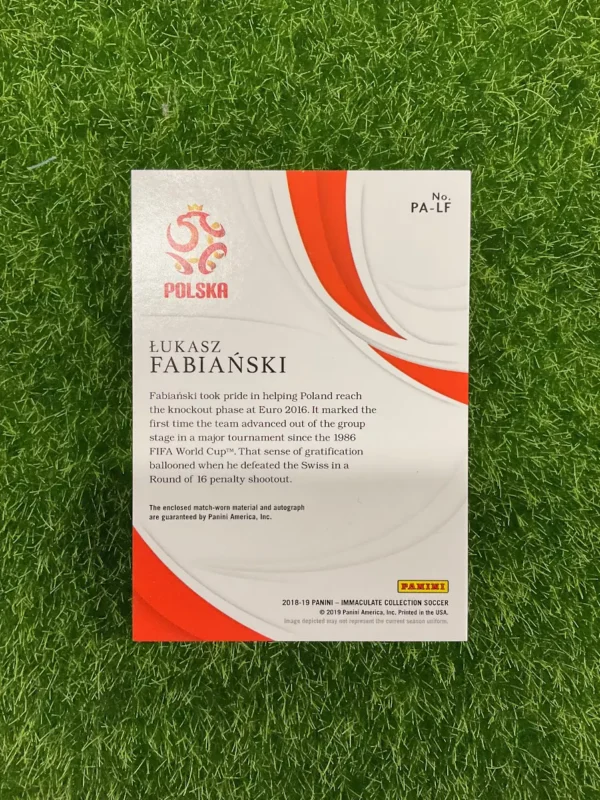 2018-19 Panini Immaculate Collection Łukasz Fabiański Prime Patch Auto 42/99 - Image 2
