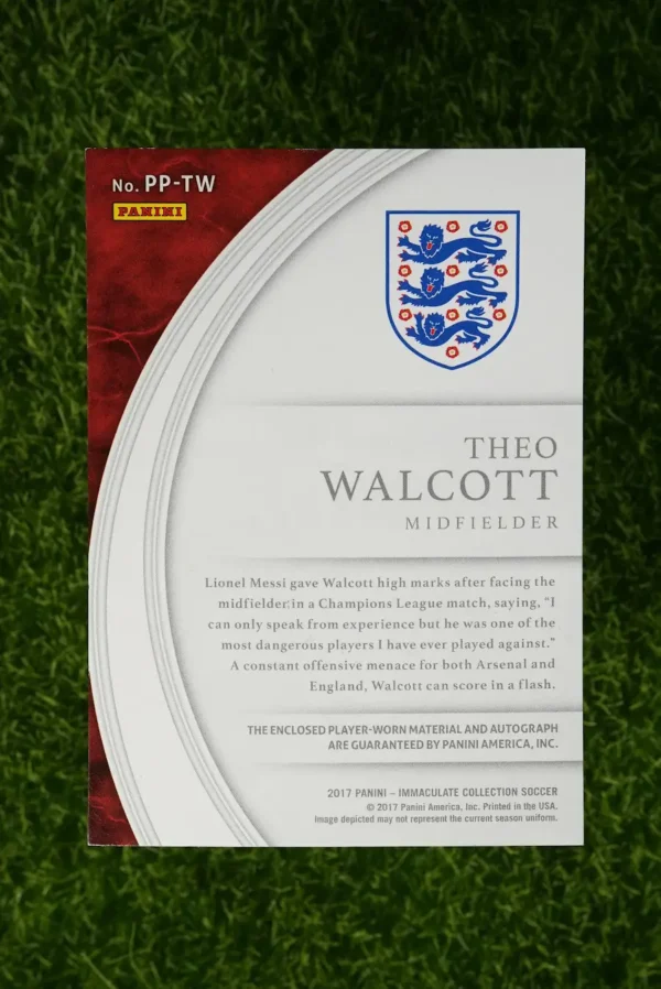 2017 Panini Immaculate Collection Theo Walcott Prime Patch Auto 12/14 - Image 2