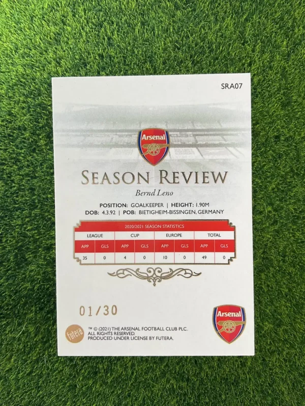 2021 Futera Arsenal Bernd Leno Season Review 01/30 - Image 2
