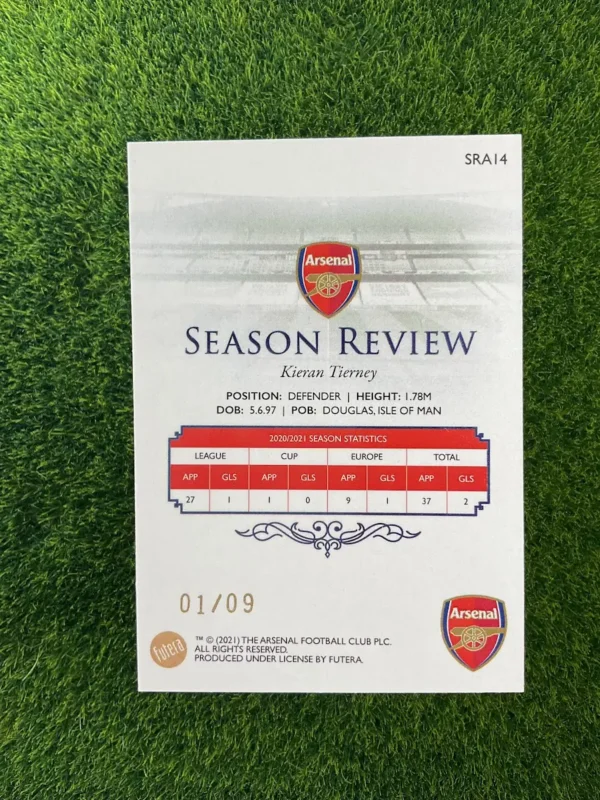 2021 Futera Arsenal Kieran Tierney Season Review Parallel 01/09 - Image 2