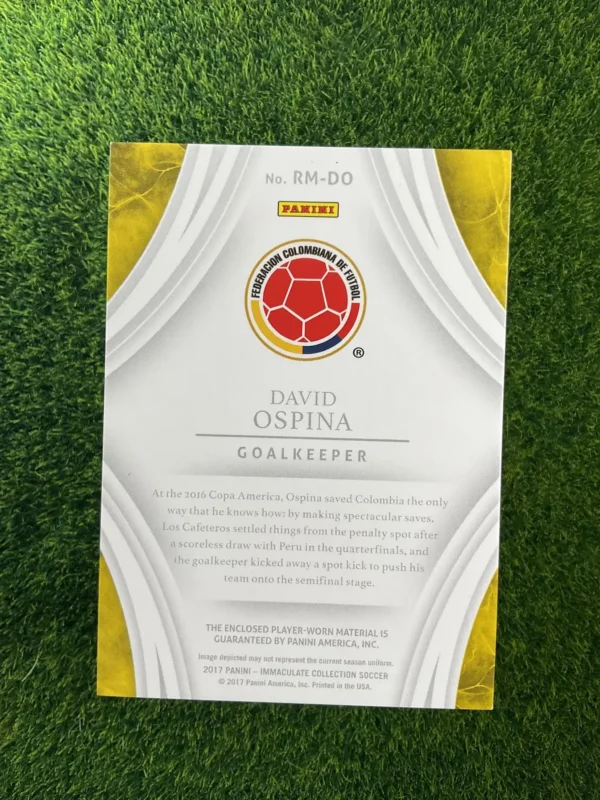 2017 Panini Immaculate Collection David Ospina Remarkable Parallel Patch 11/35 - Image 2
