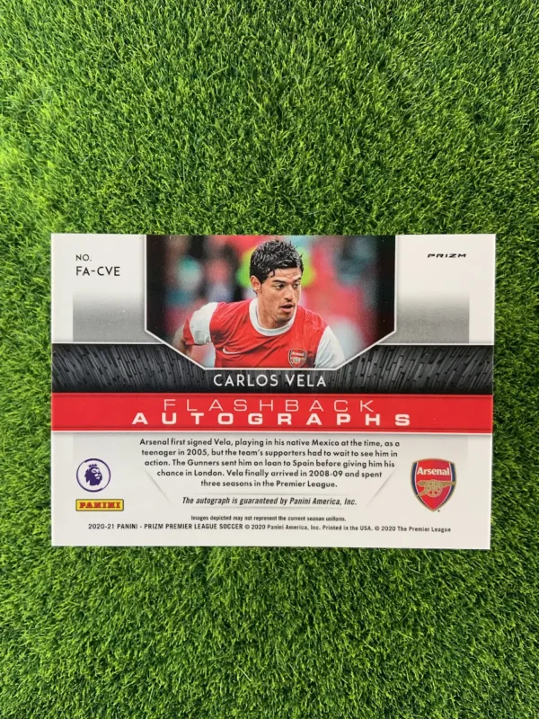 2020-21 Panini Prizm Premier League Carlos Vela Flashback Autographs Red Ice Prizm Auto - Image 2