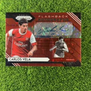 2020-21 Panini Prizm Premier League Carlos Vela Flashback Autographs Red Ice Prizm Auto