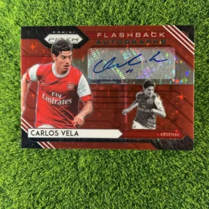 2020-21 Panini Prizm Premier League Carlos Vela Flashback Autographs Red Prizm Auto
