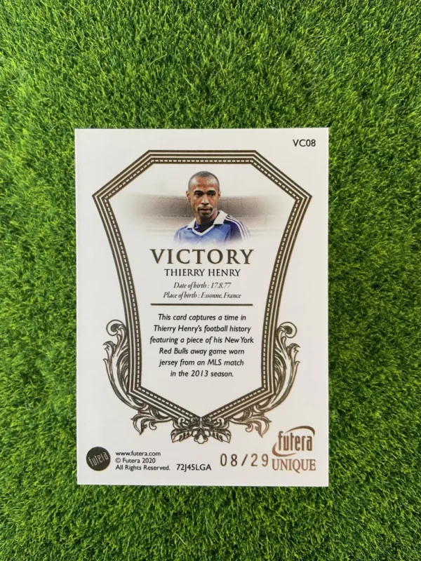 2020 Futera Unique Thierry Henry Victory Game Used Memorabilia 8/29 - Image 2