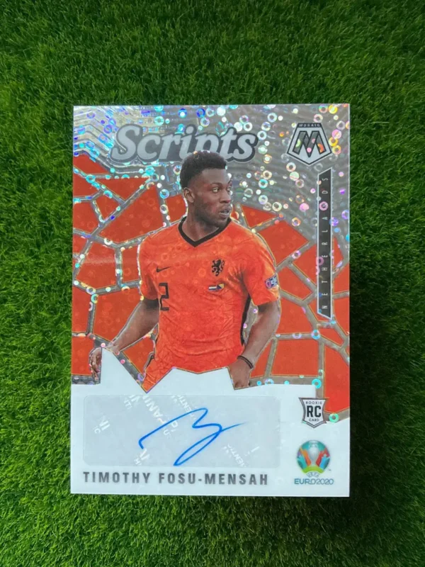2021 Panini Mosaic UEFA Euro Timothy Fosu-Mensah Scripts Silver Mosaic Rookie Auto