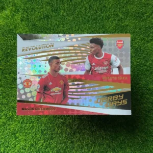 2020-21 Panini Revolution Bukayo Saka & Mason Greenwood Derby Days Disco Parallel
