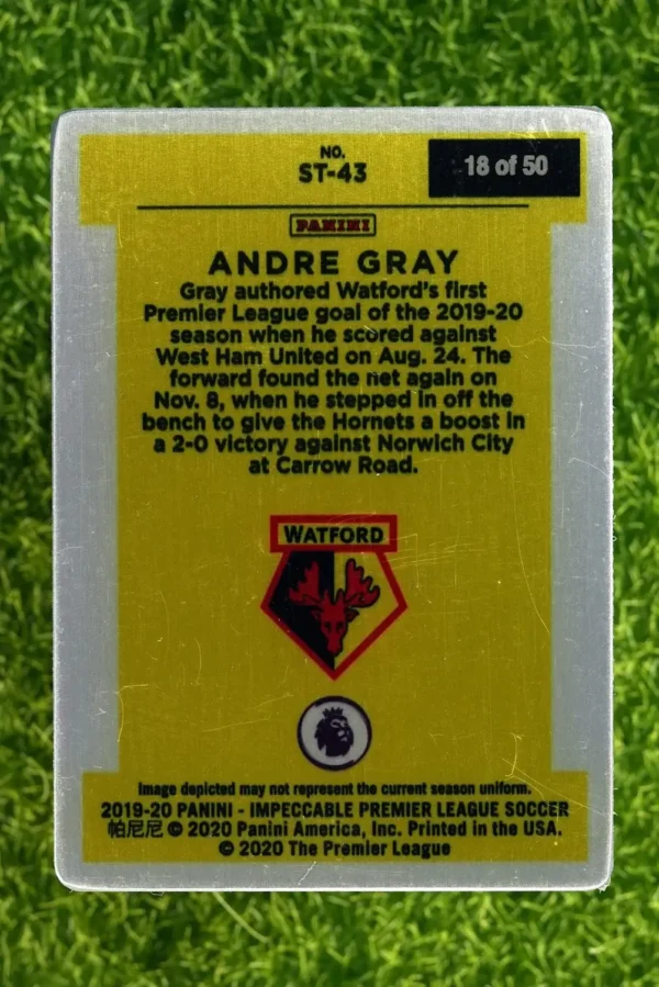 2019-20 Panini Impeccable Andre Gray Stainless Stars 18/50 - Image 2
