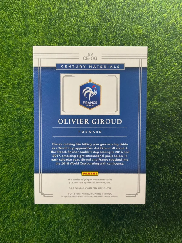 2018 Panini National Treasures Olivier Giroud Century Materials Patch - Image 2