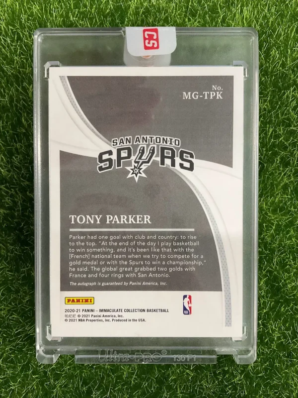 2020-21 Panini Immaculate Collection Tony Parker Marks of Greatness Auto 15/49 - Image 2